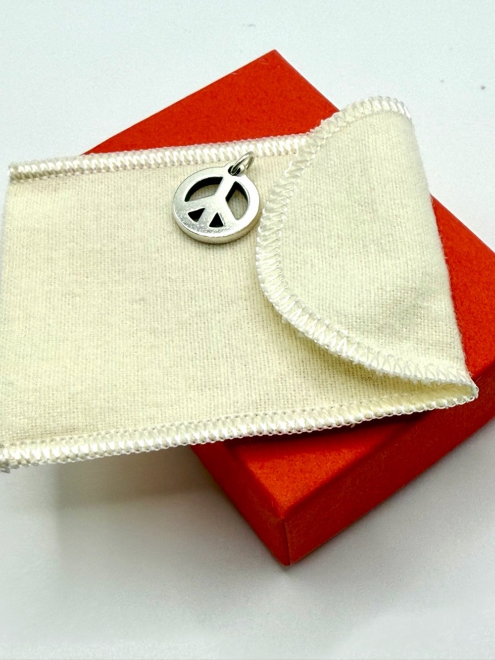 James Avery Silver Peace Sign Charm - Silver, Orange